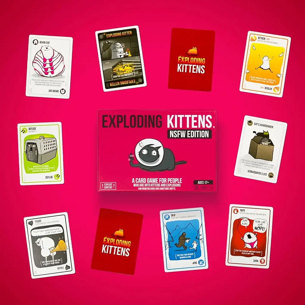 Exploding Kittens NSFW edition cards and game box