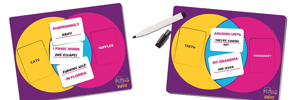 Venns with Benefits party card game rules illustration examples
