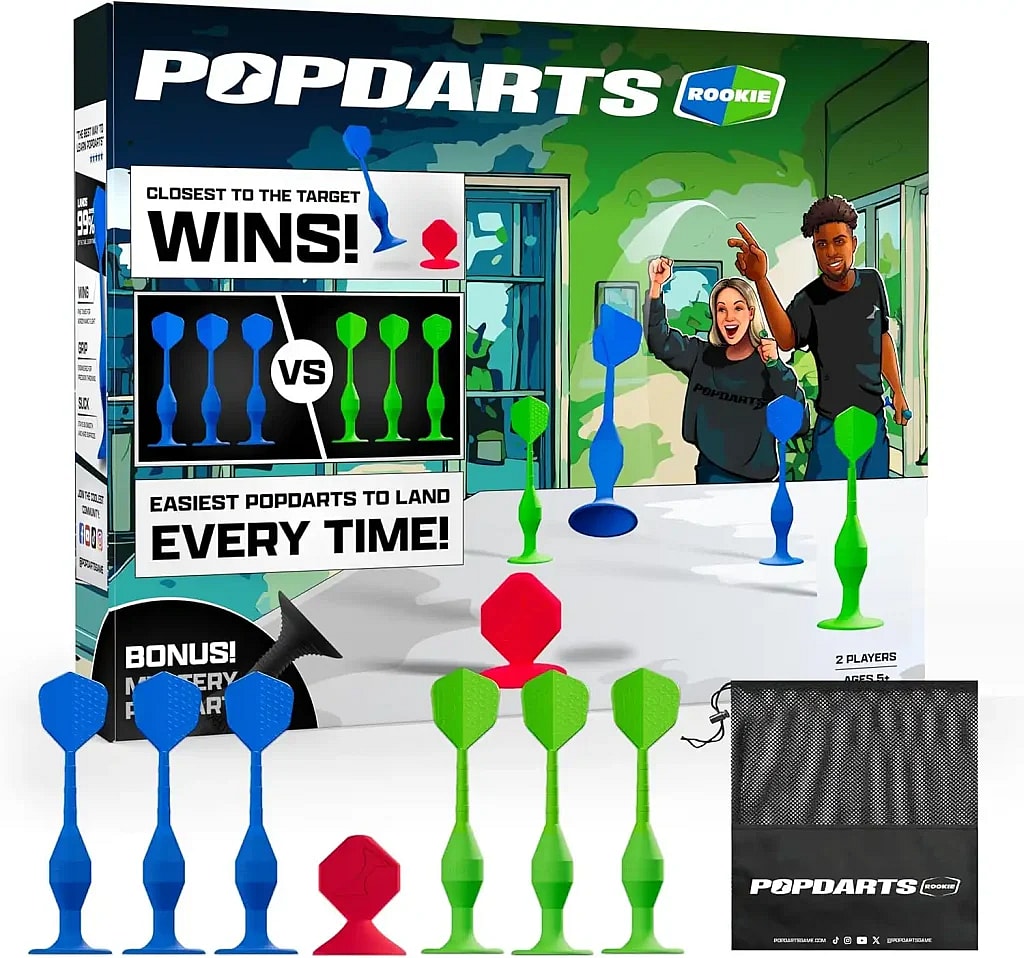 Popdarts fun outdoor, indoor, family darts game box product photo