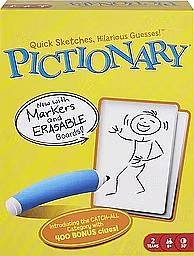 Pictionary card game box