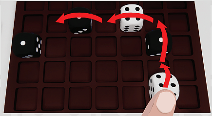 tilt + jump rule illustration from the dice game dittle