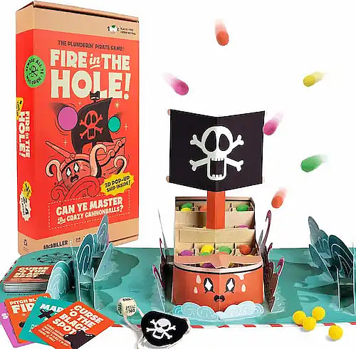 Fire in The Hole! Pirate adventure board game box and game board product photo