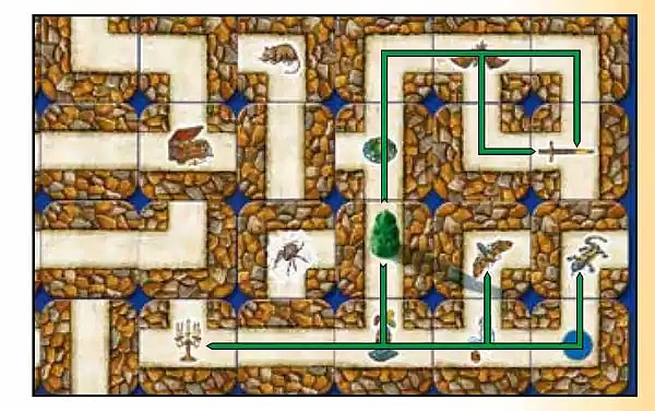 example of how to move your playing piece from the rulebook of the Labyrinth maze board game