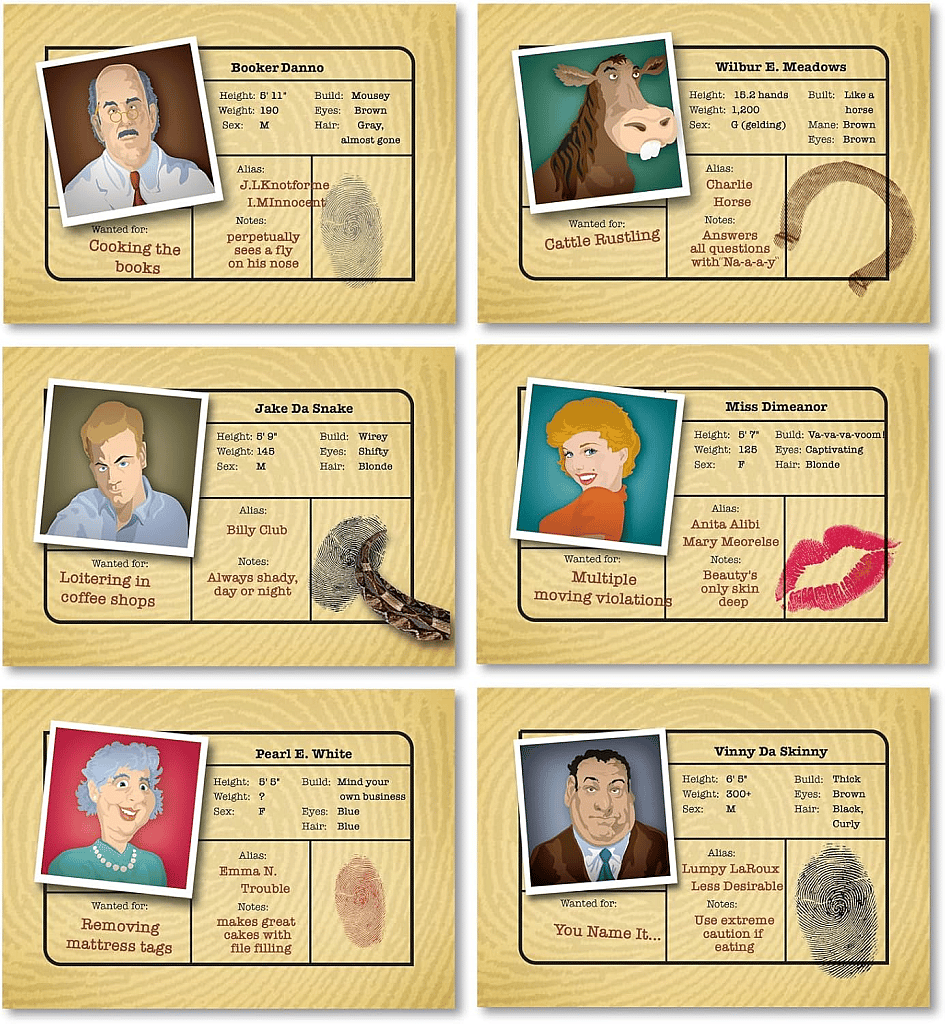 game rules illustration for simply suspects player cards